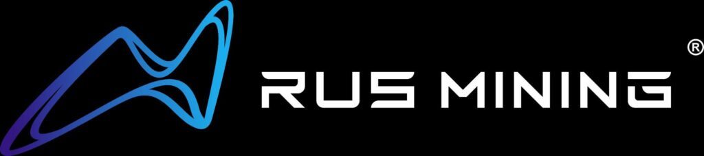RusMining — горизонтальный логотип на тёмном фоне